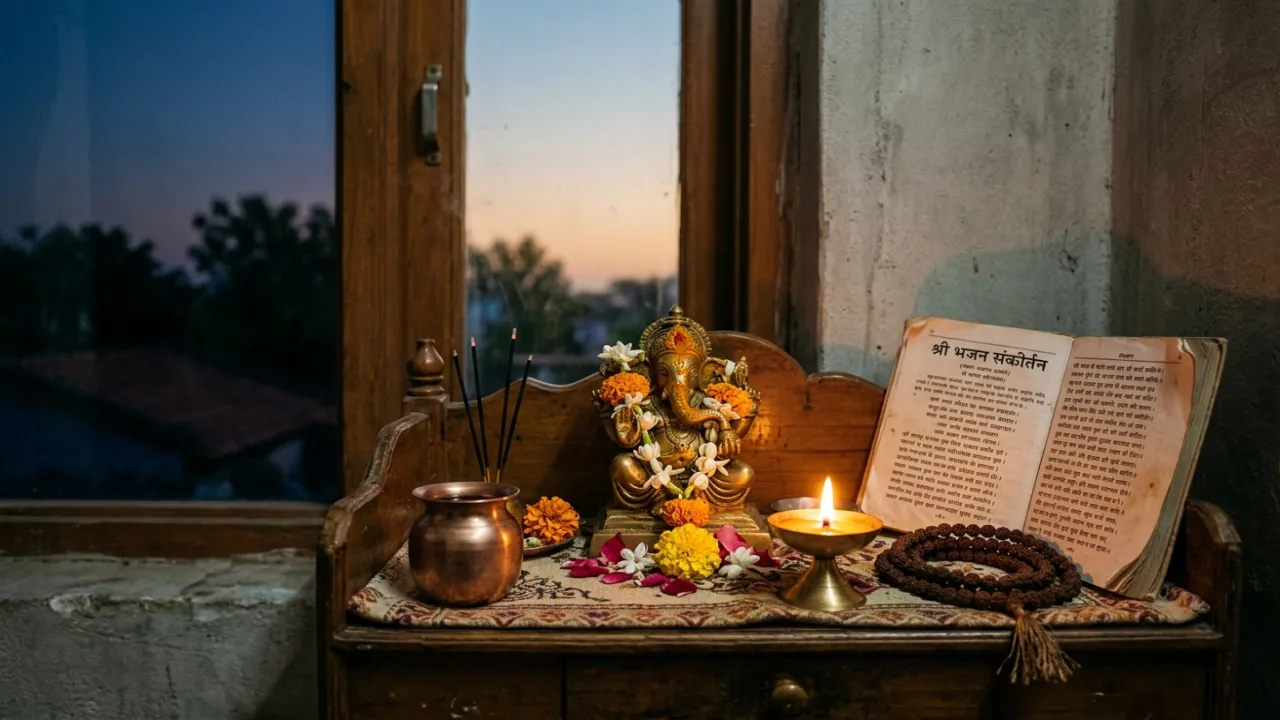 रात-भर का नाम संकीर्तन — दीया, माला, और अखंड स्मरण